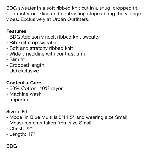 NWT Urban Outfitters BDG Addison V Neck Ribbed Knit Sweater - Picture 4 of 7